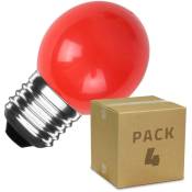 Ledkia - Pack 4 Ampoules led E27 3W 300 lm G45 Rouge