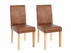 Lot de 2 chaises de salle à manger synthétique marron