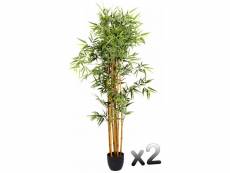 Lot de 2 plantes artificielles bambou pot, hauteur 180 cm -pegane-