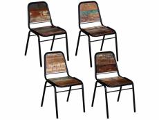 Lot de 4 chaises de salle à manger cuisine style industriel bois de récupération solide cds021331