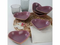 Lot de 6 bols en forme de coeur beni céramique violet