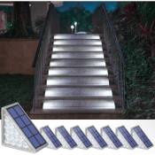 Lot de 8 lampes solaires pour escaliers, escaliers, terrasse, allée, porche, porte d'entrée, trottoir - Blanc froid
