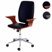 Mendler Fauteuil de bureau Alta, fauteuil directorial, chaise pitovante, bois courbé, similicuir noir