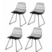 Meubletmoi - 4 chaises filaires métal noir - Kirk