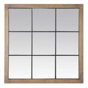 Miroir atelier carré 9 vues 100 x 100cm bois et métal