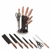 Northix - Set de couteaux - 8 pièces - acier noir avec manche en bois