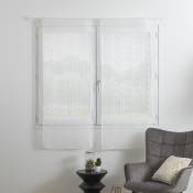 Paire de petits vitrages droits à rayures - Blanc - 60 x 160 cm