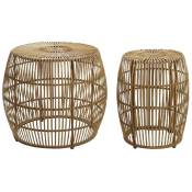 Pegane - Set de 2 table basse en bambou naturel - Diamètre 70 x Hauteur 50 cm
