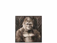 Peinture gorille canevas-bois marron fonce - l 102,5 x l 4,5 x h 102,5 cm