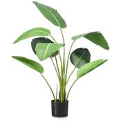 Plante artificielle Strelitzia 120 cm en pot Vert -