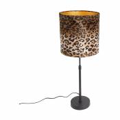 Qazqa - parte - Lampe de table avec abat-jour Classique/Antique - 1 lumière - ø 25 cm - Imprimé léopard - Classique/Antique - Éclairage intérieur