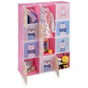 Relaxdays Armoire chambre d'enfant, modulable, 2 tringle