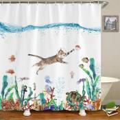 Rideau de douche 180 x 180 cm, rideau de douche imperméable, lavable, séchage rapide, tissu polyester, accessoires de salle de bain avec 12 crochets