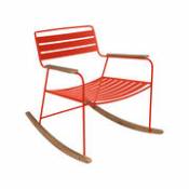 Rocking chair Surprising / Métal & teck - Fermob orange en métal