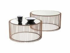 Set de 2 tables basses cuivre et miroir wire