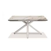 Sololed - Table extensible de 160cm à 240cm plateau moderne en céramique sur verre trempé marbre Calacatta Borghini