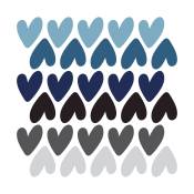 Stickers muraux en vinyle petits coeurs bleu et gris