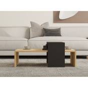 Table Basse en Chêne Saphir Anthracite avec Rangement, 80x31,8x50 cm, Pour Salon Moderne ou Chambre