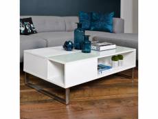 Table basse - kostrena - 110x60 cm - blanc - plateau