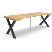 Table console extensible, Console meuble, 220, Pour 10 personnes, Pieds bois massif, Style moderne, Chêne - Skraut Home