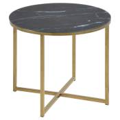 Table d’appoint ronde en verre et métal noir