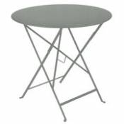 Table pliante Bistro /Ø 77 cm - Trou pour parasol - Fermob gris en métal