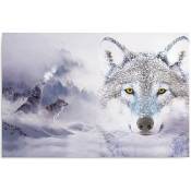 Tableau bois loups en hiver - 40 x 30 cm - Violet