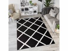 Tapiso laila tapis salon chambre moderne blanc noir