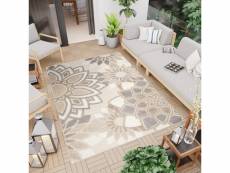Tapiso patio tapis extérieur intérieur beige gris rosette 3d 160x220 ED28C CREAM 1,60-2,20 PATIO CTL