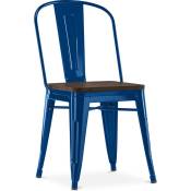 Tolix Style - Chaise de salle à manger - Design Industriel - Bois et Acier - Stylix Bleu foncé - Bois, Acier - Bleu foncé
