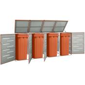 Vidaxl - Abri pour quatre poubelles 276,5x77,5x115,5 cm Inox, orange - orange