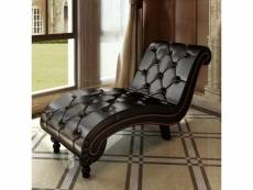 Vidaxl chaise longue avec boutons cuir synthétique marron 240407