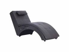 Vidaxl chaise longue de massage avec oreiller gris similicuir 281348