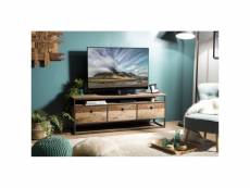 Alida - meuble tv marron 3 tiroirs teck recyclé acacia
