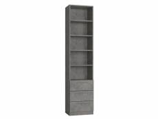 Armoire de rangement bibliothèque 3 tiroirs gris béton