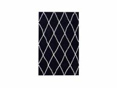 Asma tapis de salon shaggy - style berbere - 200 x 280 cm - noir - motif géométrique