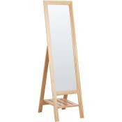 Beliani - Miroir sur Pied 40 x 145 cm avec Étagère Inférieure Cadre en Bois clair Luisant
