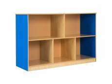 Bibliothèque étagère de rangement avec 5 compartiments mdf bleu et bois 20_0000288