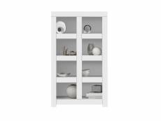 Bibliothèque, meuble de rangement à compartiments ouverts coloris blanc mat - longueur 110 x hauteur 186 x profondeur 42 cm