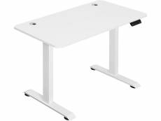 Bureau assis debout électrique avec plateau 120x60cm.réglable en hauteur.blanc+cadre,blanc