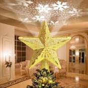 Ccykxa - Etoile Pointes de Sapin Projecteur 3D Rotation Étoile Sapin de Noël led Arbre Topper de Noël Lumineuse Rotatif Decoration pour Arbre de Noël