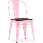 Chaise de salle à manger - Design Industriel - Bois et Acier - Stylix Rose - Bois, Acier - Rose