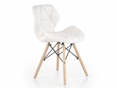 Chaise design originale bois et eco-cuir blanc gosta