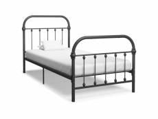 Chic lits et accessoires famille mbabane cadre de lit gris métal 90 x 200 cm