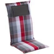 Coussin - Blumfeldt Donau - Pour chaise de jardin à dossier haut - En polyester - 50x120x6 cm - à l'unité - Carreaux rouge