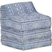 Coussin de sol pouf modulaire chaise longue en tissu indigo 60x70x76 cm
