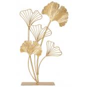 Dmora - Décoration en métal doré, avec des feuilles, couleur or, Mesures 11,5 x 41,5 x 26 cm, avec emballage renforcé