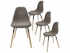 Fluk - lot de 4 chaises tissu gris chiné foncé et bois