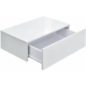 Helloshop26 - Lot de 2 tables de nuits chevet étagères murales pour chambre à coucher avec 2 tiroirs 46 cm blanc laqué - Blanc