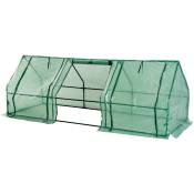 Homcom - Mini serre de jardin 270L x 90l x 90H cm acier pe haute densité 140 g/m² anti-UV 3 fenêtres avec zip enroulables vert